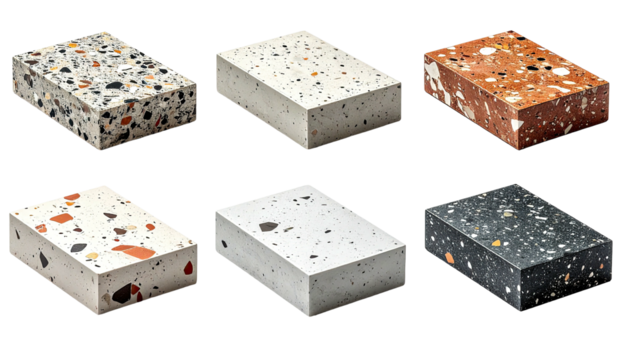 Terrazzo textured swatches show different color palettes