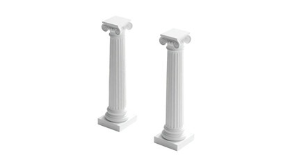 Two white ionic columns against black