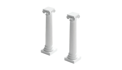 Two white ionic columns against black