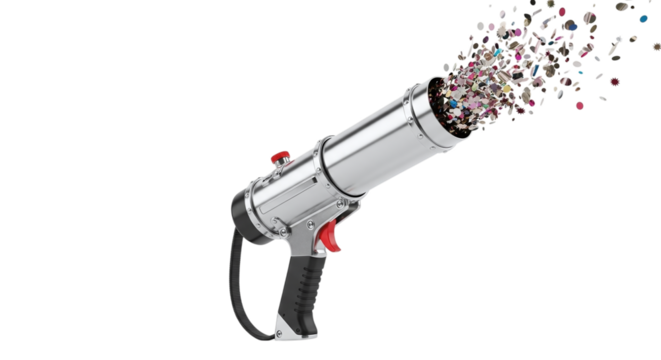 Confetti gun isolated on transparent background, a fun and exciting way to add a burst of color and celebration to any event or party