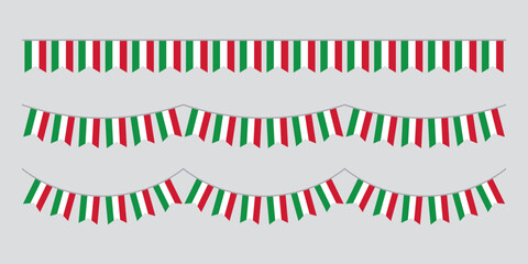 Obraz premium Seamless national flag of Italy party bunting border. Flat design illustration. 