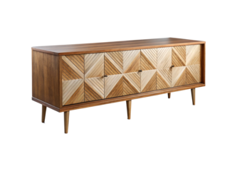 Modern geometric wood credenza on slender metal legs a stylish storage furniture piece