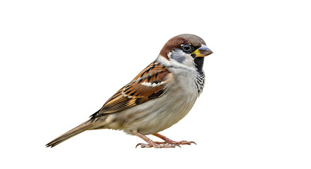 Eurasian tree sparrow perched detailed close-up of a small brown bird Transparent