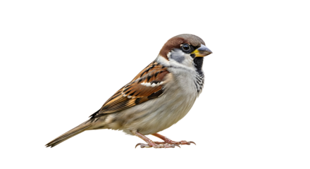 Eurasian tree sparrow perched detailed close-up of a small brown bird Transparent