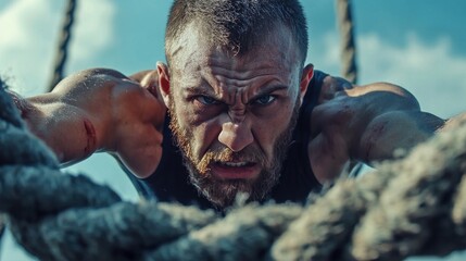 An athlete refusing to give up during intense training embodying hardheaded perseverance and grit