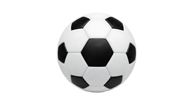 Classic soccer ball a traditional black and white pattern isolated on a clean Transparent for sports and recreation themes