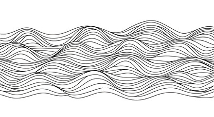 Striking visual abstract of undulating silver strands against a stark black void space