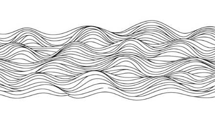 Striking visual abstract of undulating silver strands against a stark black void space