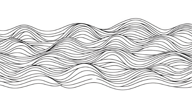 Striking visual abstract of undulating silver strands against a stark black void space - Powered by Adobe