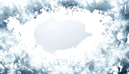 Cloud-framed blank space, bright center, dark edges, dreamy feel