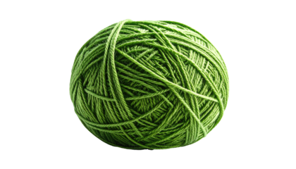 Tightly wound, round ball of green yarn on a black background