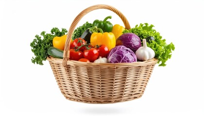 Fototapeta premium Fresh and Colorful Assortment of Vegetables in a Wicker Basket Still Life