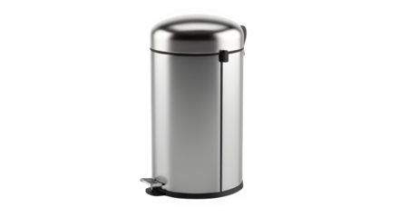 Sleek metal trash receptacle with pedal isolated on dark background offering a modern aesthetic 69