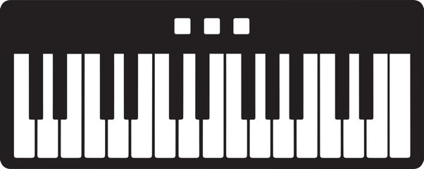 Black and white piano keyboard icon music instrument