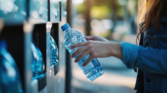A person filling a reusable bottle at a filtered water station representing access to adequate hydration in public areas