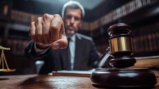 A lawyer in court passionately providing justification for their client&acirc;&euro;&trade;s actions