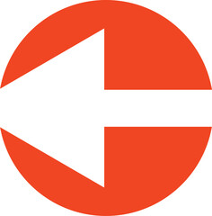 Orange Circle with White Arrow Pointing Left Keywords: arrow, left, direction, symbol, icon