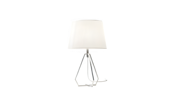 Minimalist lighting a modern white table lamp with a unique geometric base design on black