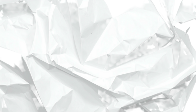 Wrinkled white paper surface with highlights and dark shadows