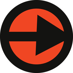 Red Circle With Black Arrow Pointing Right Symbol direction