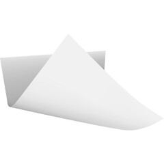 Blank White Sheet of Paper Partially Folded Isolated on Transparent Background Showing Clean Modern Design Element