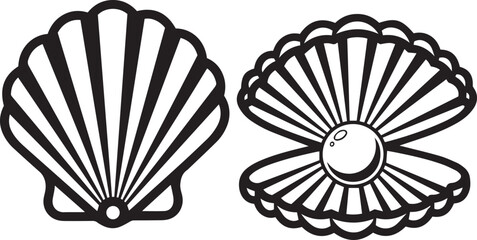 Seashell and Pearl in an Open Shell Icon oyster ocean