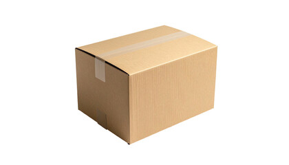 Sealed cardboard box isolated on black. Close-up shot