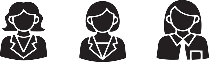 Three female business person icons woman people