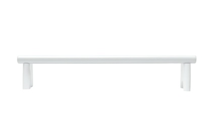 Simple chrome handle with two supports against black backdrop