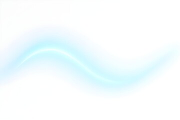 Obraz premium Abstract Smooth Aqua Blue Wave of Energy or Smoke on Pure White Background, Dynamic Flowing Light Line Design Element 