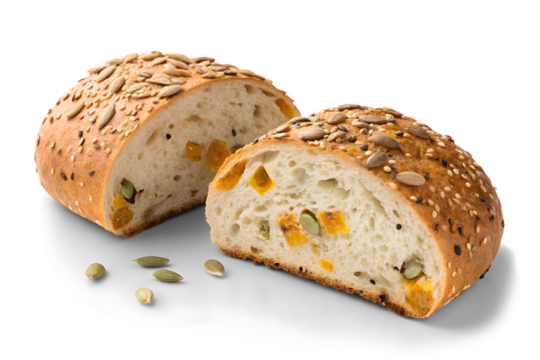 Halfed grain bun isolated on white or transparent background
 - Powered by Adobe
