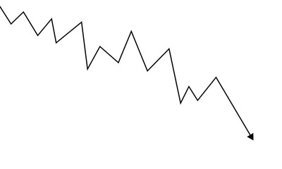 Black jagged line graph showing a downward trend isolated on transparent background .Vector illustration EPS 10 .