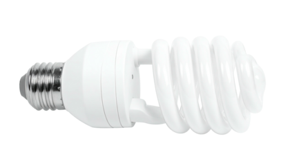 White compact fluorescent light bulb, isolated on black ground