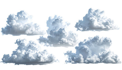 Five puffy white clouds clustered together on a dark background