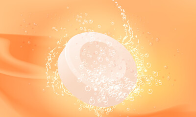 炭酸ガス入浴剤がお湯の中で溶けて発泡しているイラスト