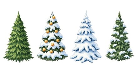 Obraz premium Watercolor Festive Christmas Fir Tree Illustration with Decoration Element