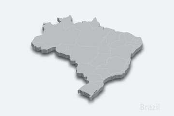 Obraz premium Brazil 3d map with borders regions