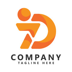 Letter d people logo, letter d and people combination ,usable for brand and business logos