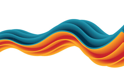 Abstract flowing wave of teal and orange gradient shapes on white vector