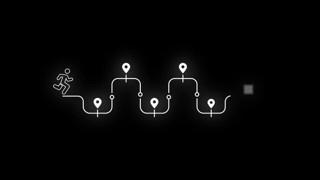 Career Path, Career Journey Concept Motion Graphic animation on transparent. Success roadmap journey, milestone or career path