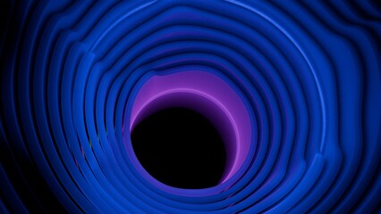 Abstract blue and purple wave pattern tunnel, design, background