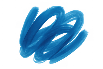 Abstract blue paint brush stroke creating a dynamic swirl pattern, adding an artistic element with texture. Transparent background