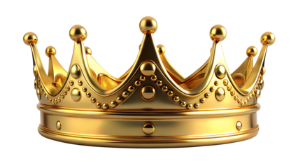 gold crown isolated on white background , PNG. AI Generated.