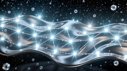 Flowing waves of light create a stunning digital landscape