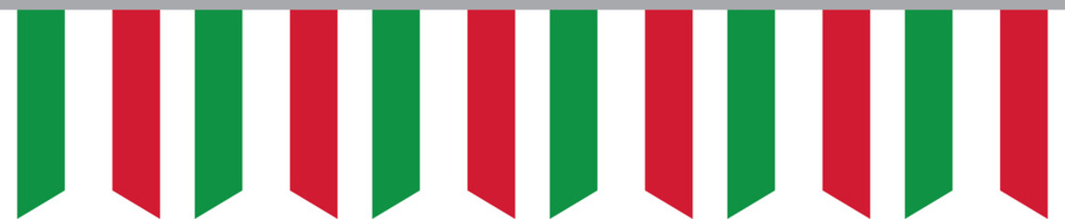  Seamless national flag of Italy party bunting border. Flat design illustration.