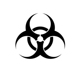 Three sharply curved black arms interlock around a central void in this universally recognized emblem, signaling the presence of infectious biological agents