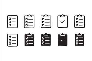 Vector clipboard icons representing goals, tasks, and workflow