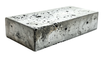 Solid concrete block, speckled, gray, rectangular