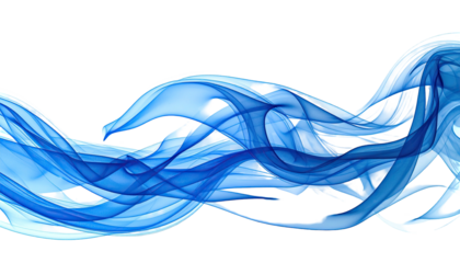 Wispy, ethereal blue smoke floats gracefully on black background