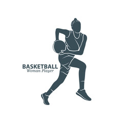 Silhouette Basketball Women Player Template Illustration. Basketball Player logo design vector